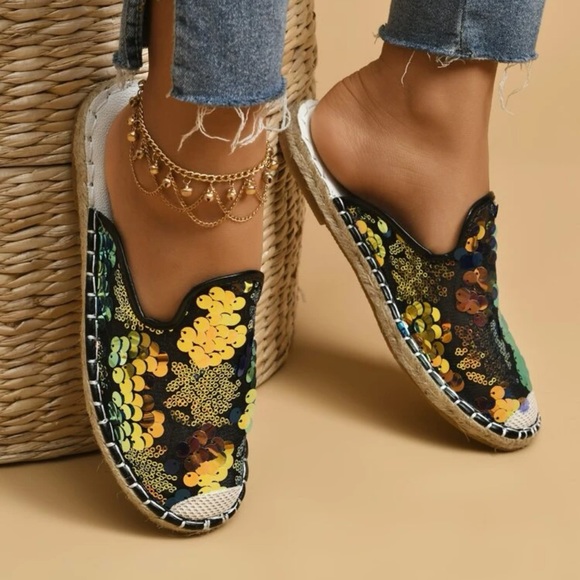 Sequin sheer mesh espadrilles - Picture 3 of 4